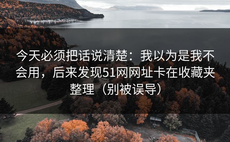 今天必须把话说清楚：我以为是我不会用，后来发现51网网址卡在收藏夹整理（别被误导）