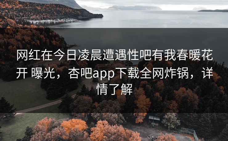 网红在今日凌晨遭遇性吧有我春暖花开 曝光，杏吧app下载全网炸锅，详情了解